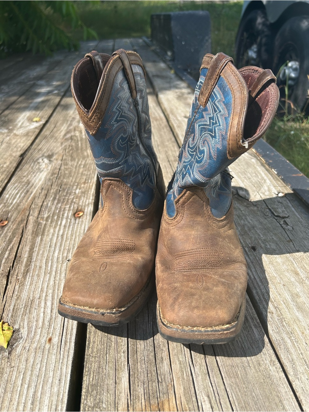 Durango Boys Brown and Blue Cowboy Boots